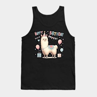 Cute Kawaii Llama Alpaca Happy Birthday Party Tank Top